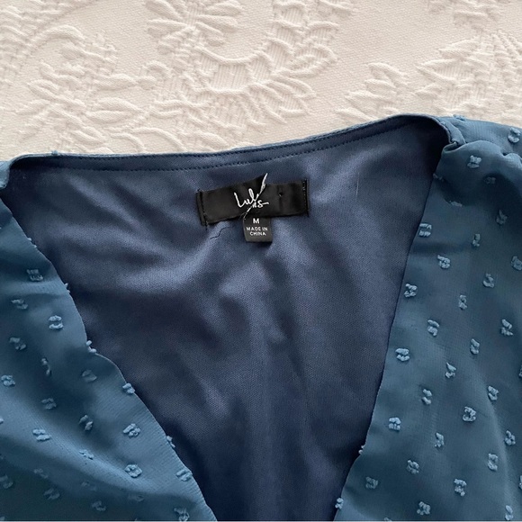 Lulu's Blue Ruffle Midi Dress - Picture 3 of 7